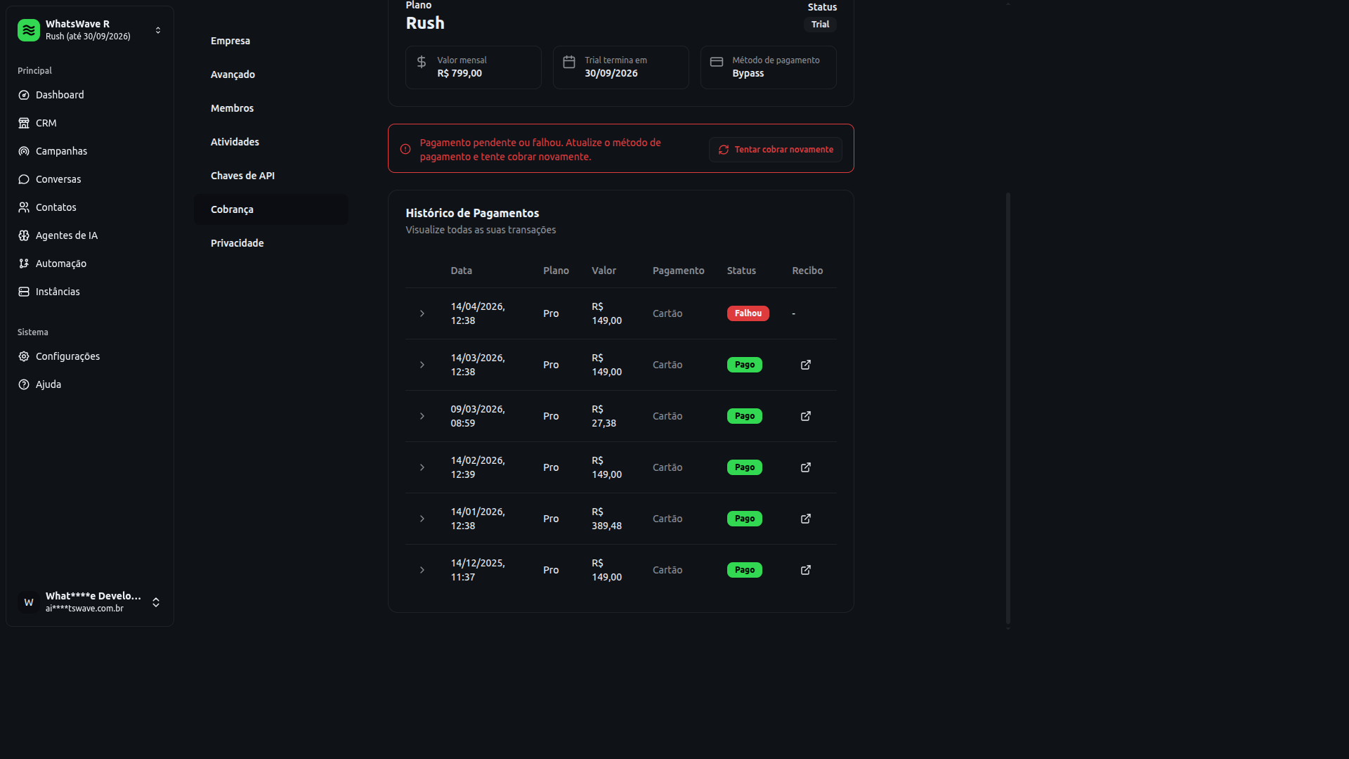 Barra de consumo de tokens